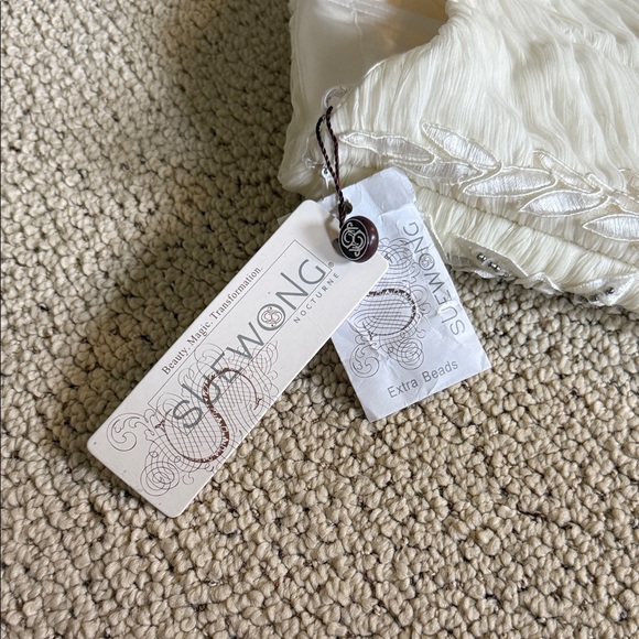 Sue Wong Ivory Strapless Dress with Silver Embellishments - Picture 3 of 4